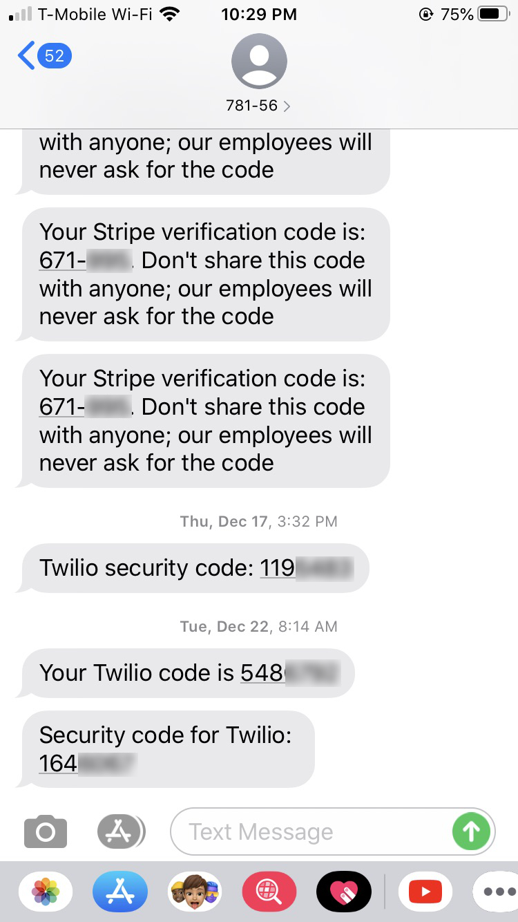 Short Code Twilio Authy text messaging